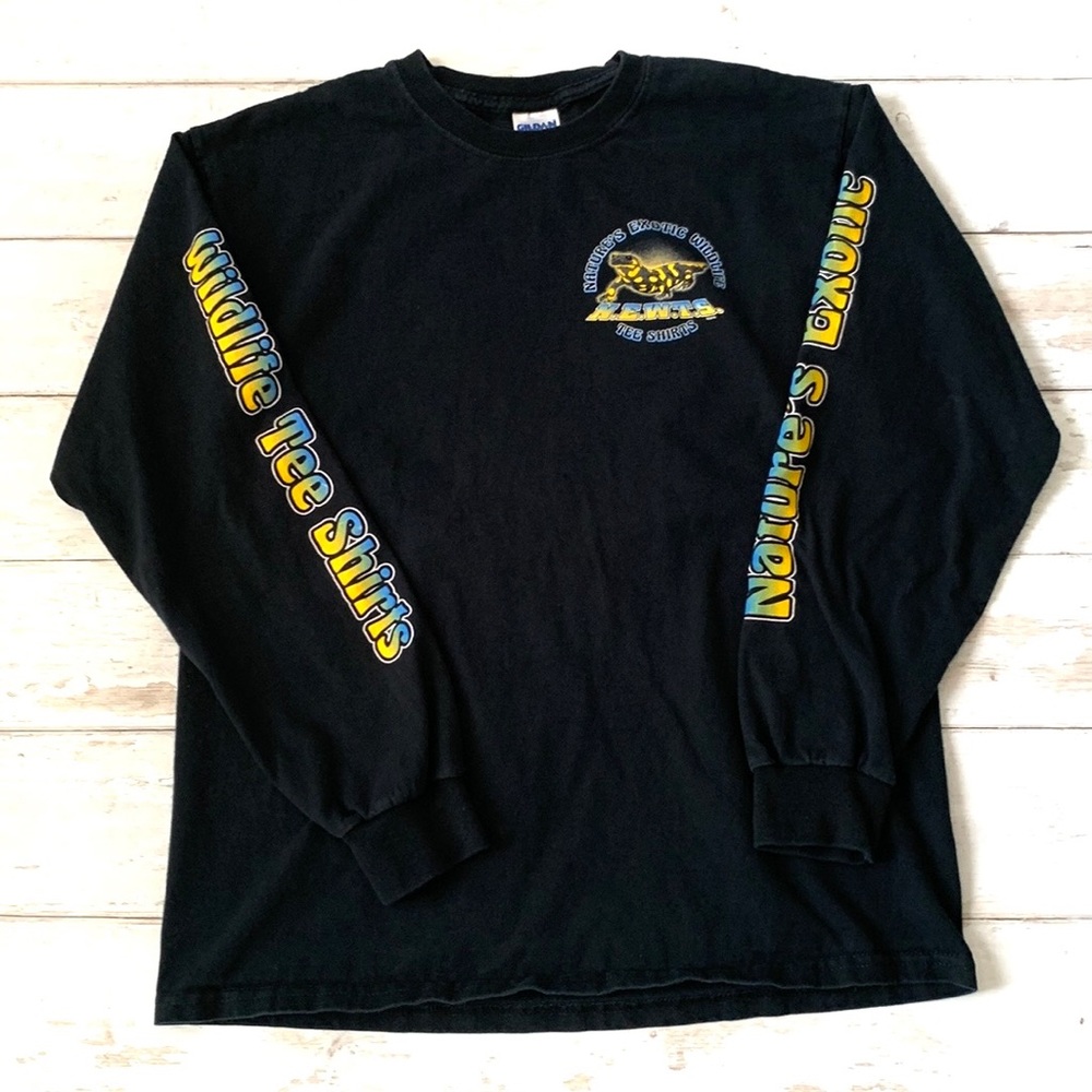Adult M Unisex Wildlife Tee Shirts Long Sleeve Black Top Mens Natures Medium